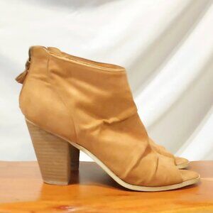 Womens Ankle Boots Zip Up Booties Tan Suede Heeled Boot
